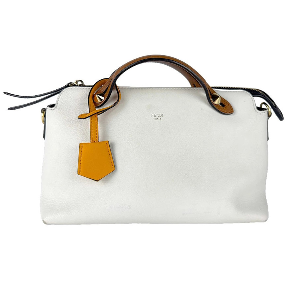 Fendi 2way Shoulder Bag By The Way Leather Off White Brown Orange Gold